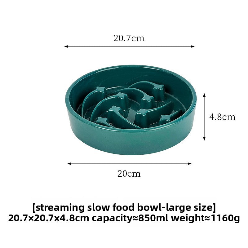 Meteor Shaped Ceramic Slow Feeder Pet Bowl in Small Medium or Large with Stable Base