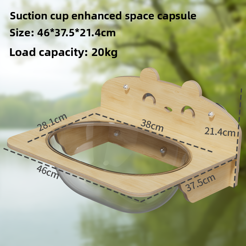 Suction cup window cat bed with clear capsule in Large Space Capsule