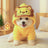 Fleece lined animal costume hoodie for dogs and cats in Pink Bear, side view