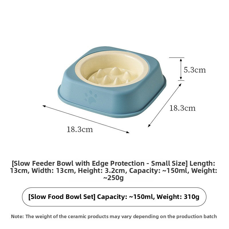 Ceramic Slow Feeder Pet Bowl with Removable Yogurt Box and Non-Slip Base in Seven Colours