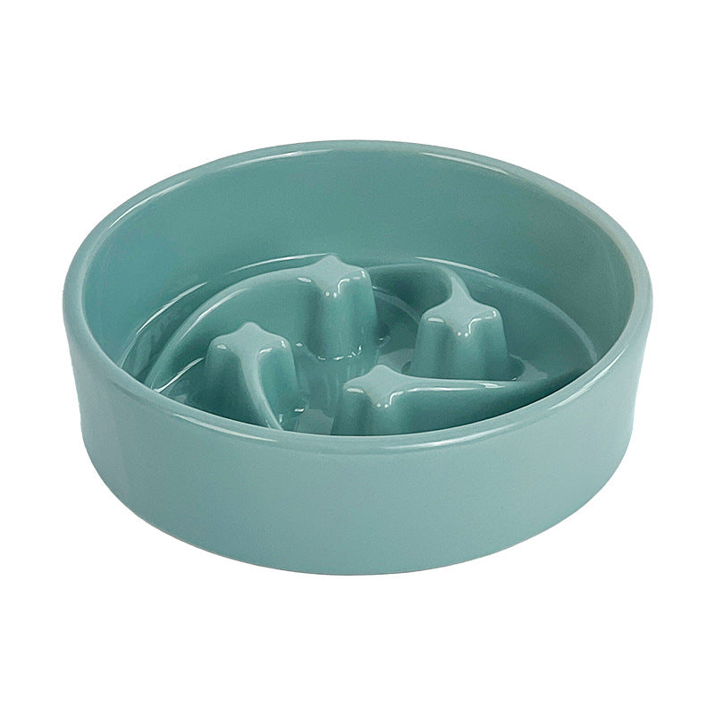 Meteor Shaped Ceramic Slow Feeder Pet Bowl in Small Medium or Large with Stable Base