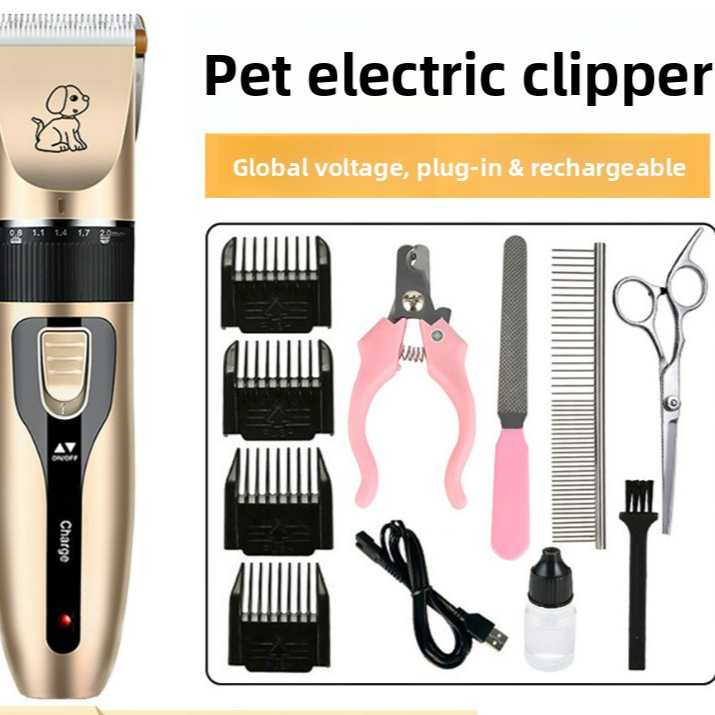 Pet Hair Clipper Grooming Kit with Steel Comb and Scissors