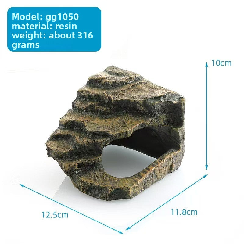 Resin rock turtle basking platform and reptile hide in Style BG1050