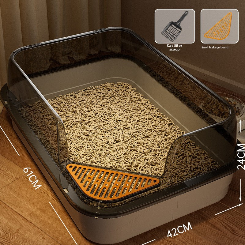 Extra Large Semi-Enclosed Cat Litter Box, High Sided Anti-Splash