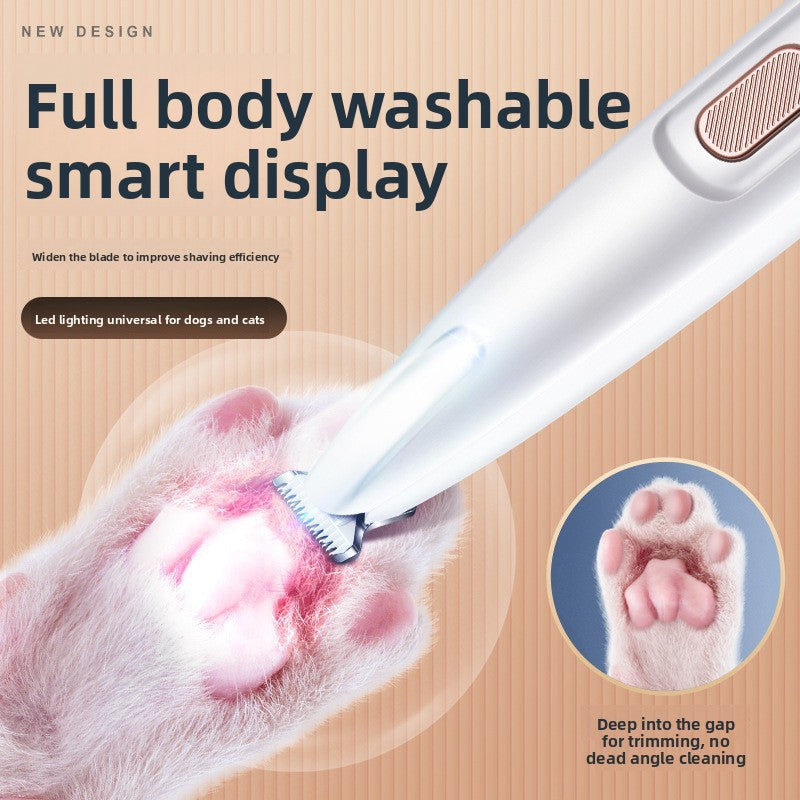 Cordless Pet Grooming Trimmer with LED Light and Rounded Blade