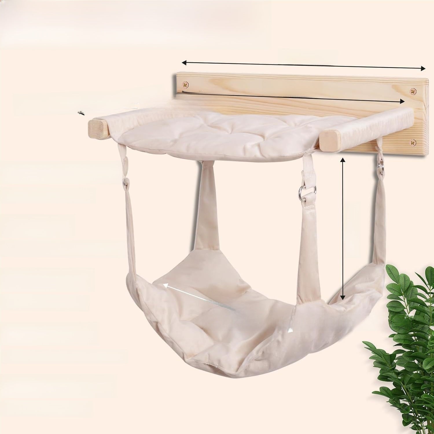 Wooden two-tier cat bed with hanging hammock, product image 6