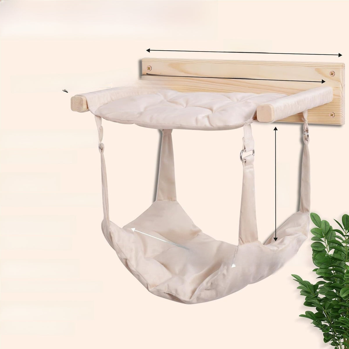 Wooden two-tier cat bed with hanging hammock, product image 6