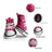 Denim canvas dog shoes with anti-slip sole in Pink, in a home setting