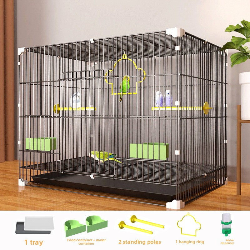 Iron bird cage for budgies and cockatiels in black or white, view 11