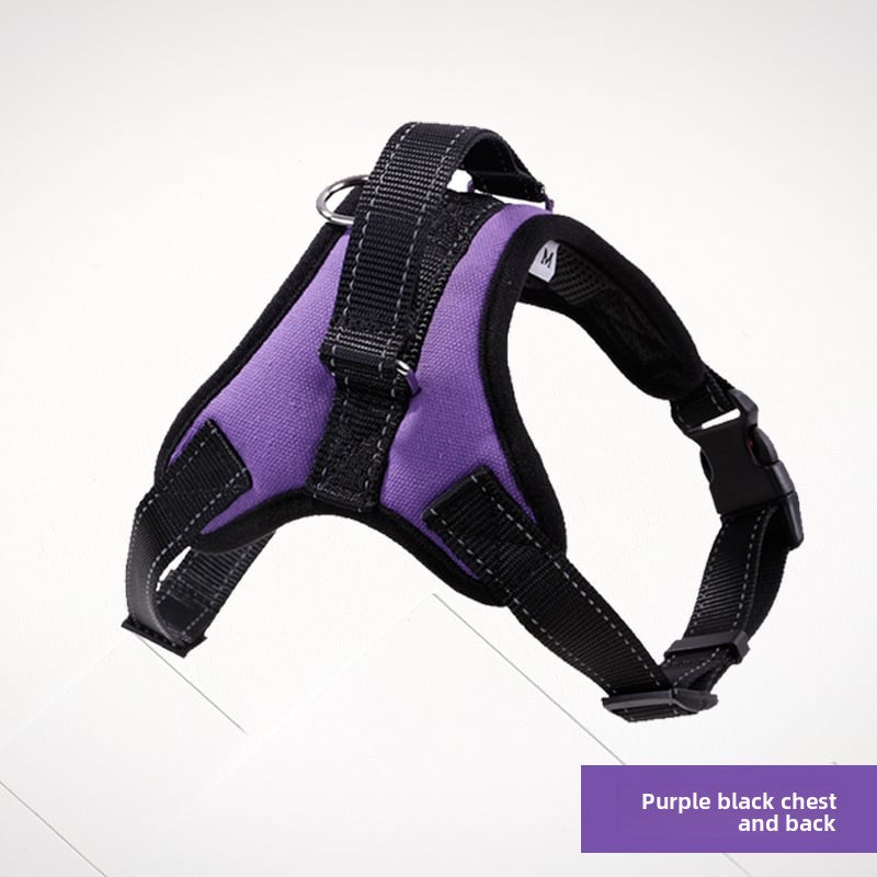 Padded cloth dog harness with Union Jack design in Leopard Print, top view