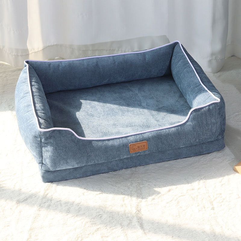 Thick Sofa-Style Dog Bed with Raised Sides for Winter