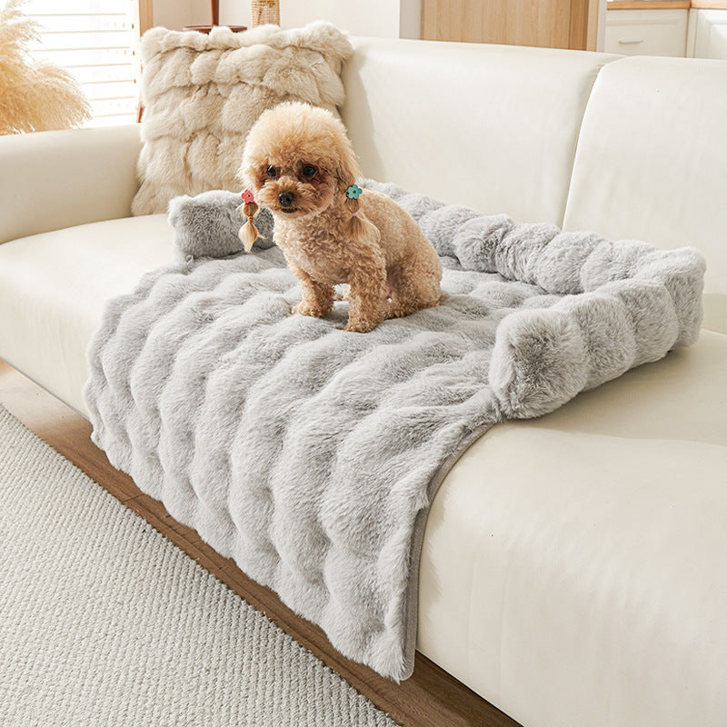 Dark grey twist plush mat for dogs and cats