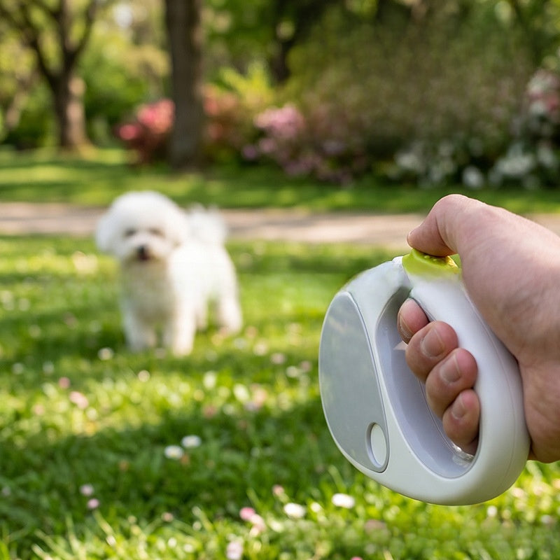 Automatic retractable dog lead, 5m, close-up detail view
