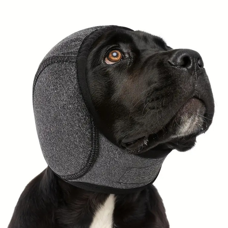 Neoprene dog ear cover snood in rose red, view 5