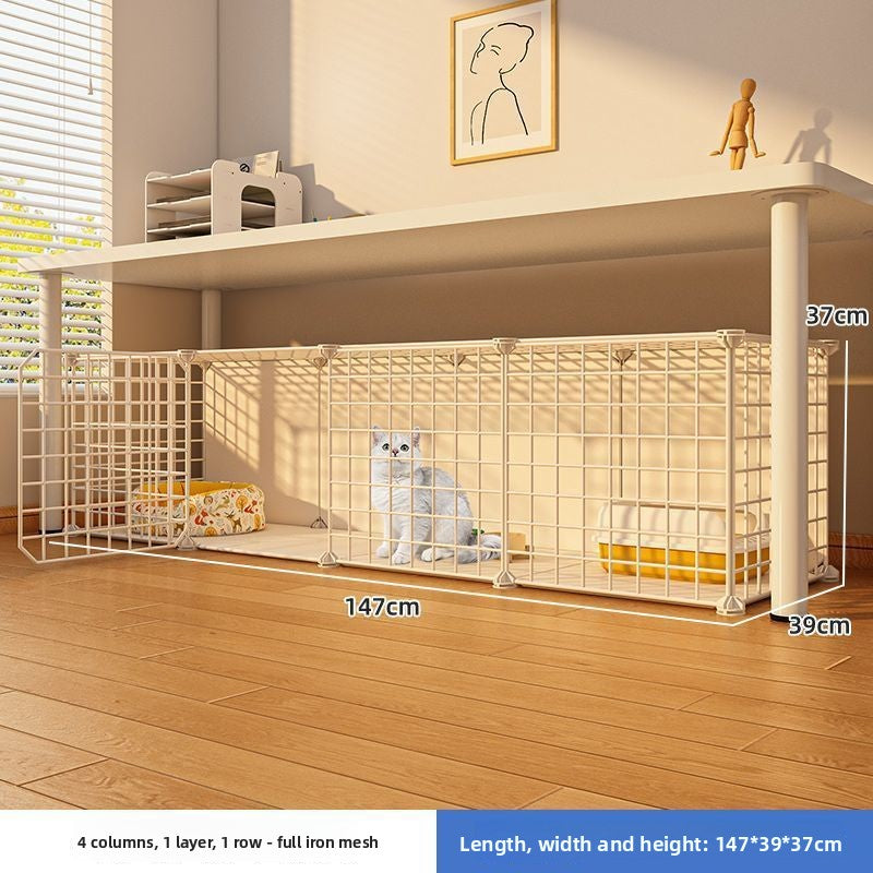 Indoor plastic cat cage with litter area and cat bed, view 51