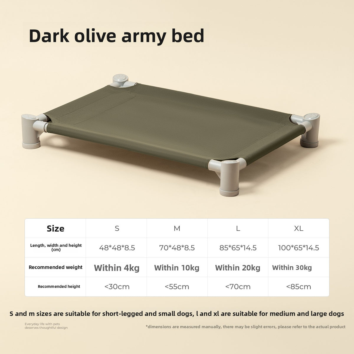 Waterproof raised dog cot with removable cover, additional product photo
