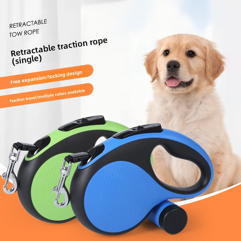 Automatic retractable dog lead with poo bag holder in blue