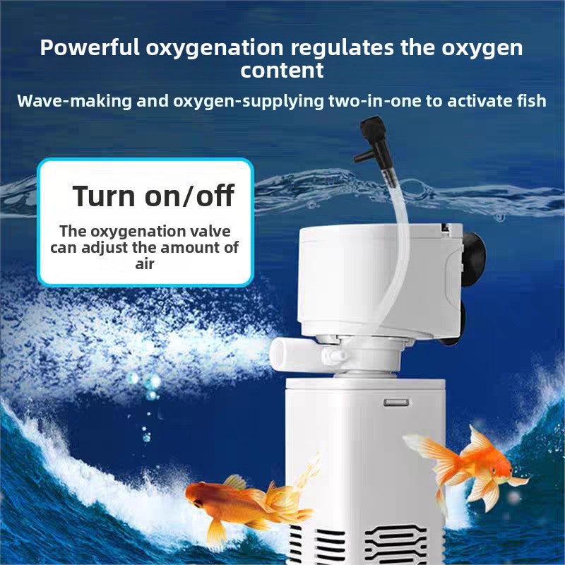 Multi function aquarium filter with oxygen and wave flow, view 2