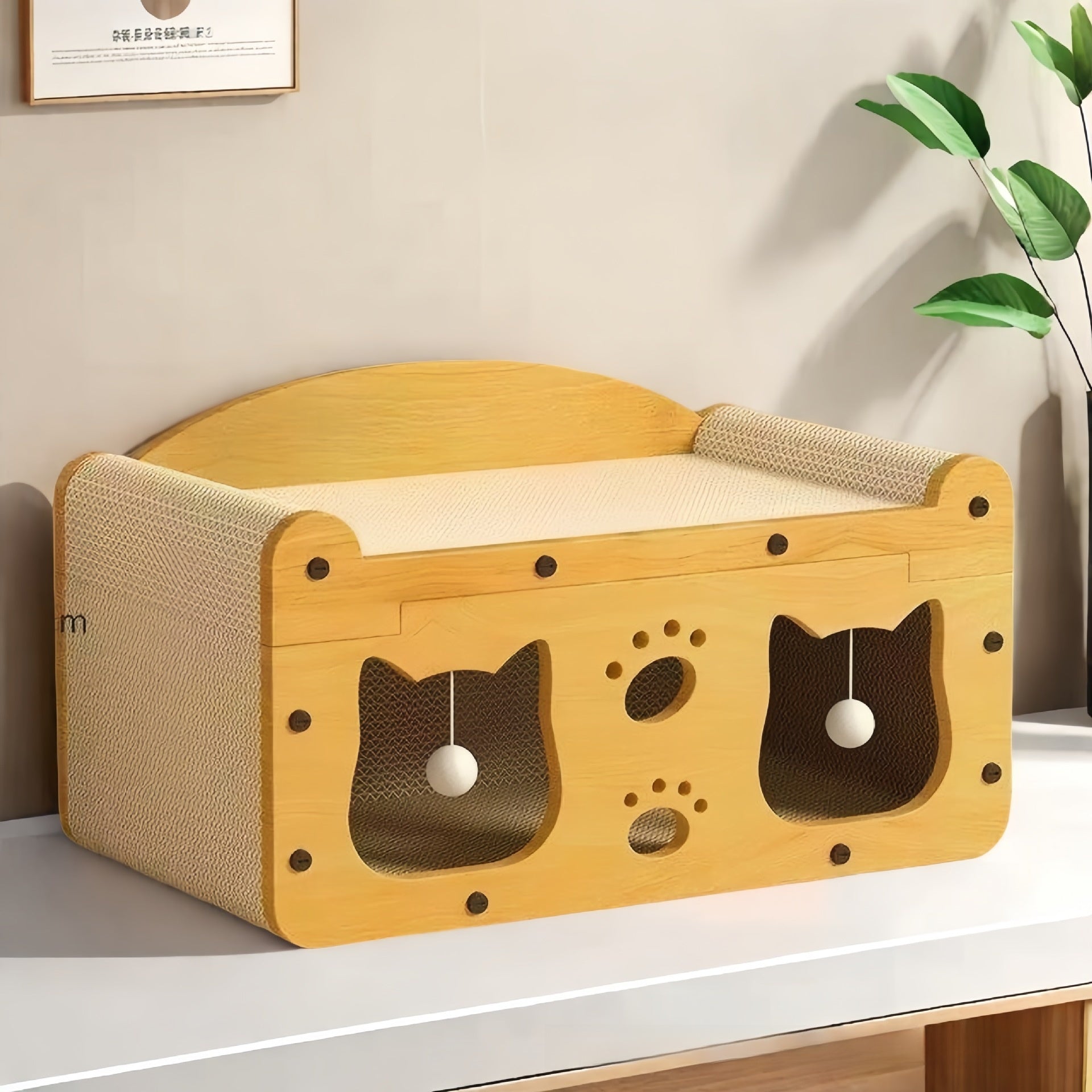 Double layer cat scratcher nest in TV design, view 11