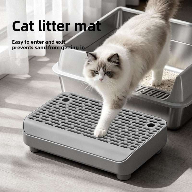 Double Layer Cat Litter Tray with Sifting Grid and Leak Guard
