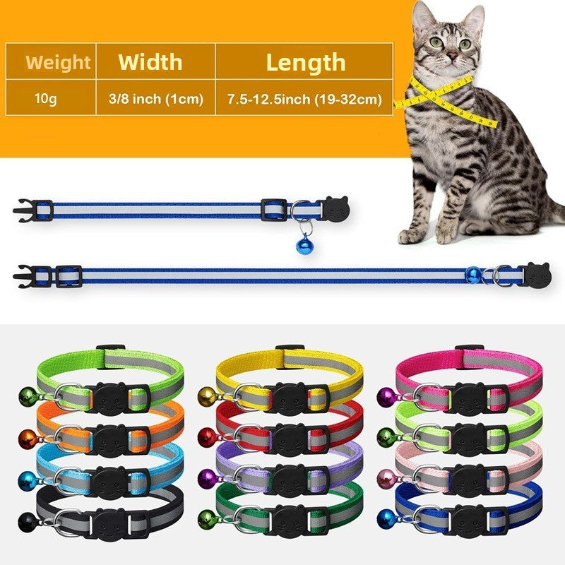 Reflective breakaway cat collar with bell in lake blue, view 2