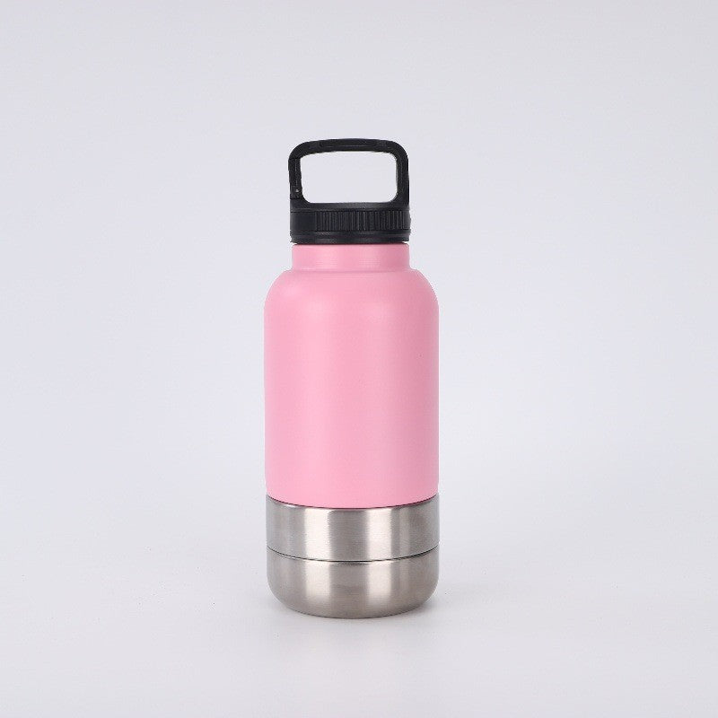 3-in-1 Portable Insulated Pet Water Bottle and Double-Layer Bowl, 32oz Stainless Steel