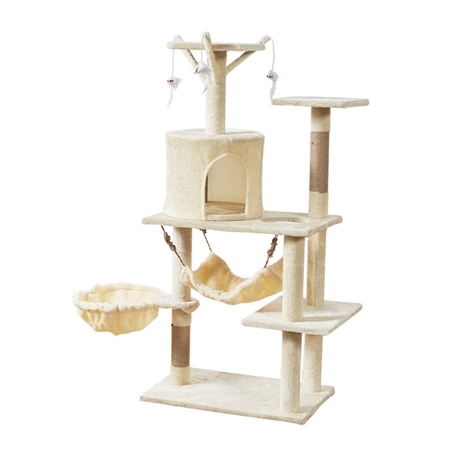 Plush multi-level cat tree in turquoise grey colour