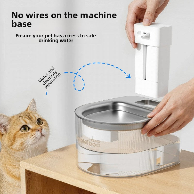 Wireless Pet Water Fountain with 4000mAh Battery, 60 Days Use and Stainless Steel Option