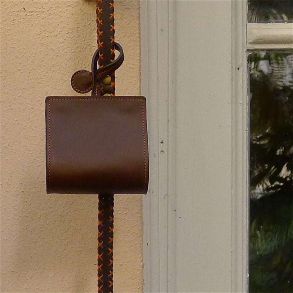 Round faux leather poo bag dispenser with clip, product image 4