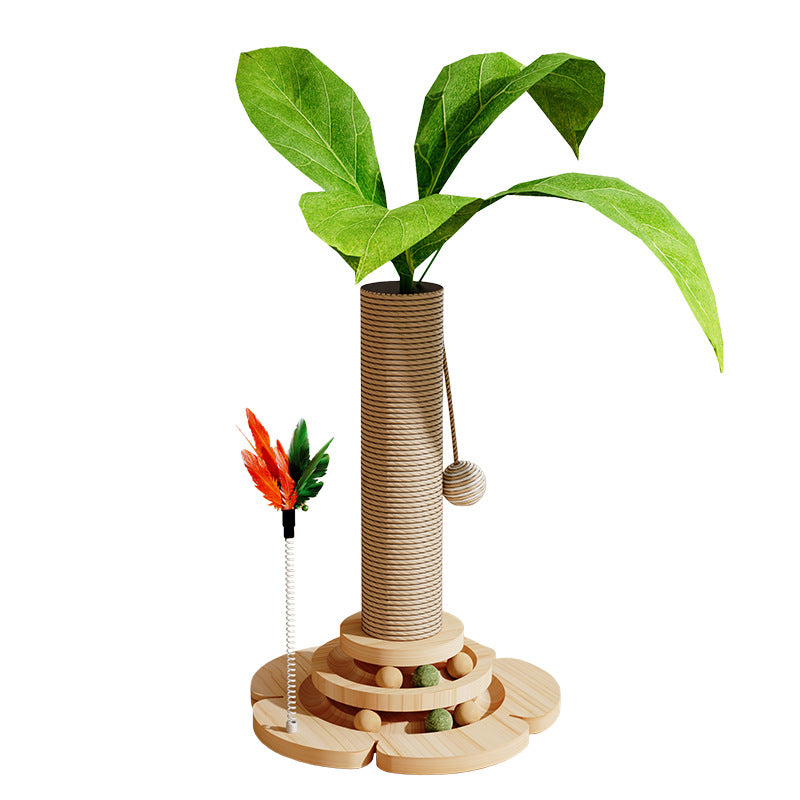 Plant style sisal cat scratching post with leaves, photo 5 of 19