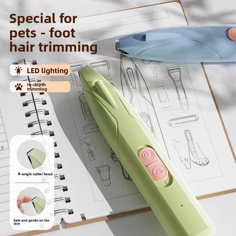 Rechargeable Pet Paw Fur Trimmer with LED Light for Dogs and Cats