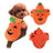 Halloween pumpkin fleece costume on a small dog