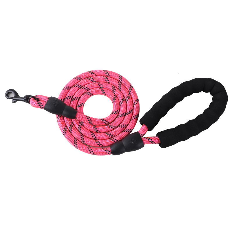 Reflective nylon dog lead with foam handle, 9 sizes available
