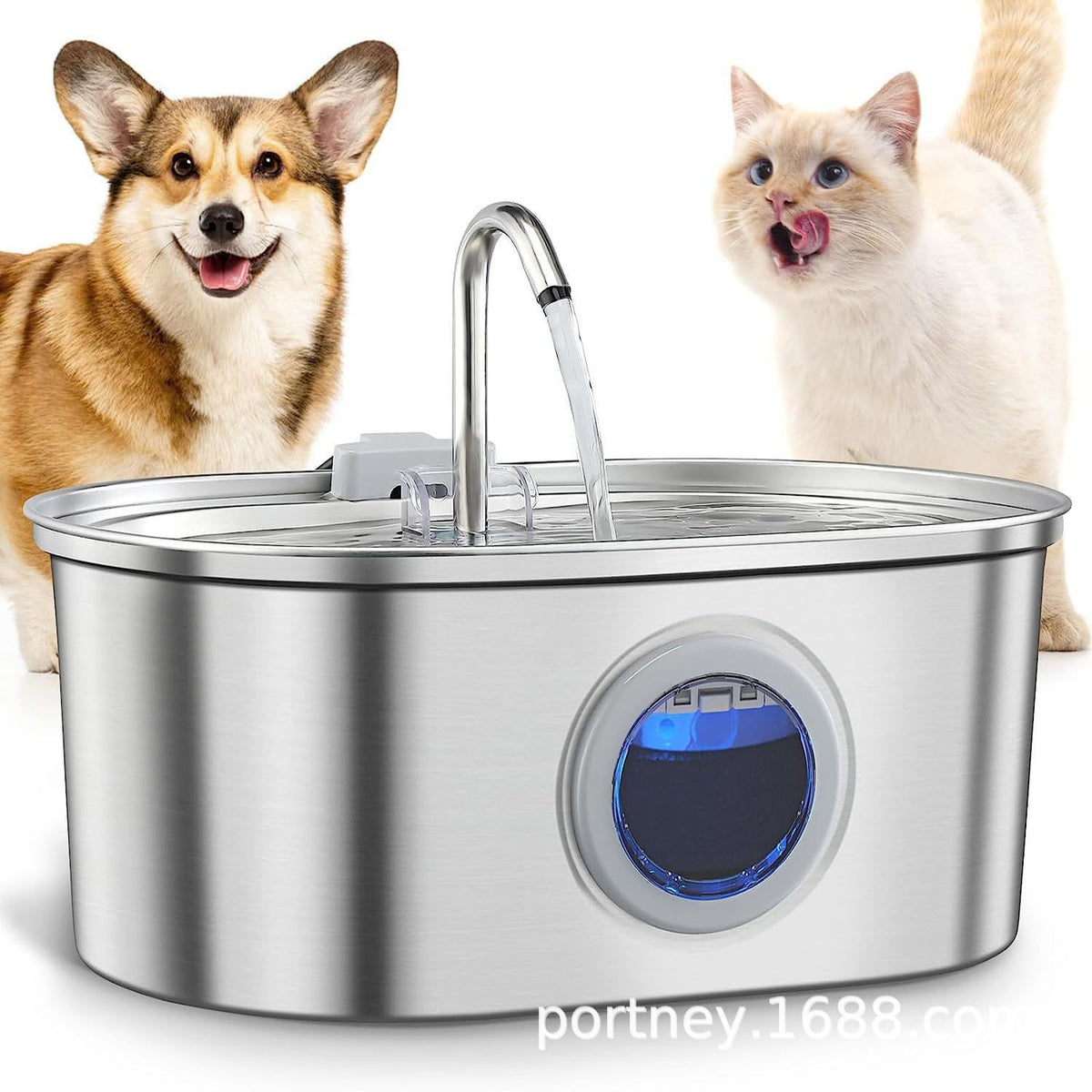 3.2L Stainless Steel Pet Water Fountain with Silent Pump and 3-Stage Filtration