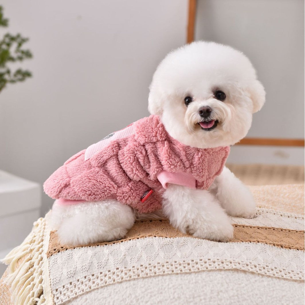Soft suede-feel pullover sweatshirt for dogs and cats in White, close-up detail