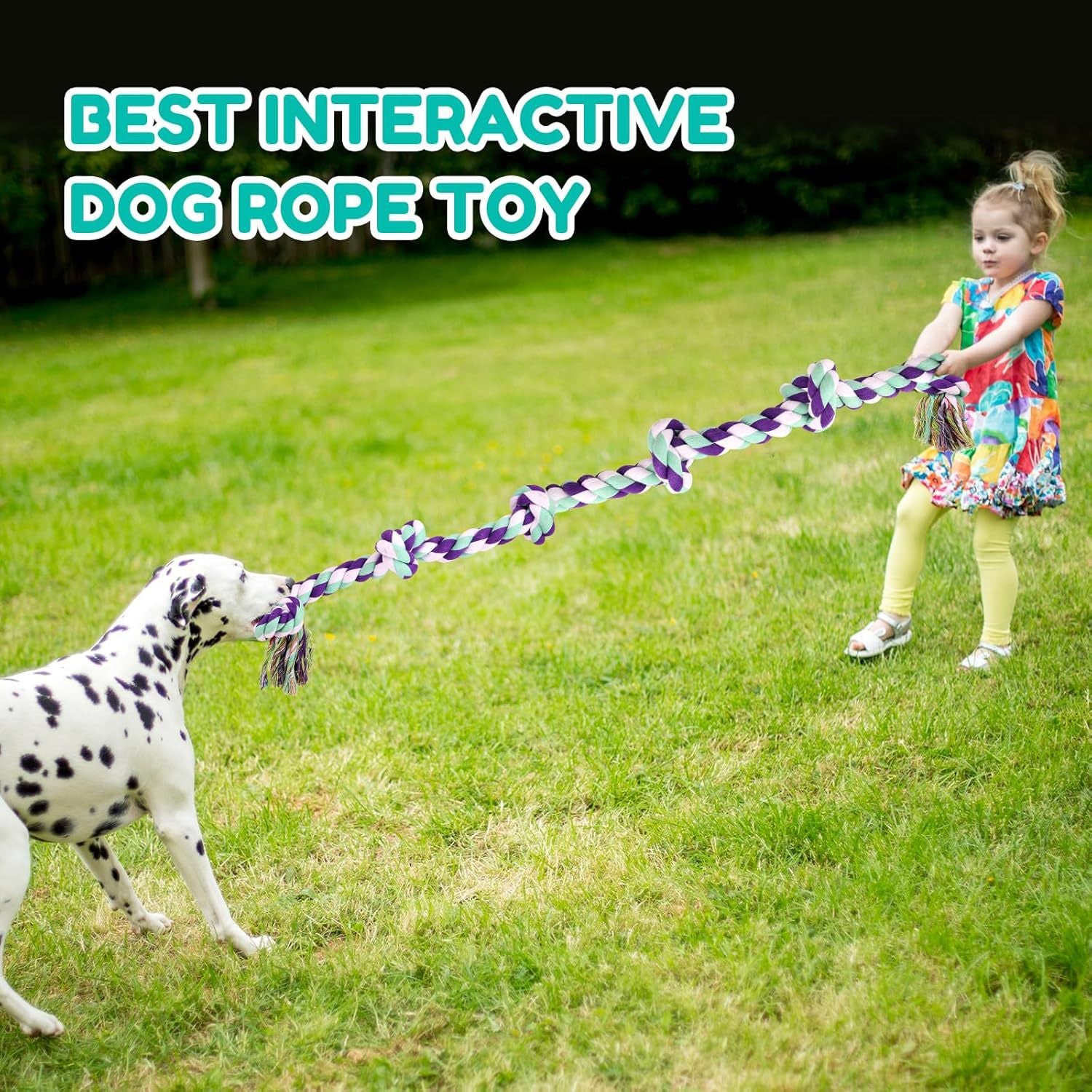 Heavy duty rope tug toys for large dogs in three colourways