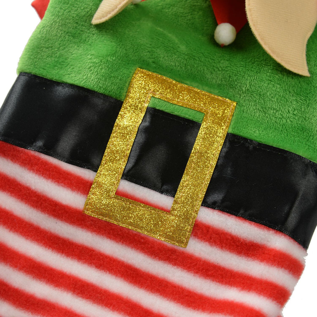 Christmas elf dog costume in soft flannel in Red Pyjama, side view