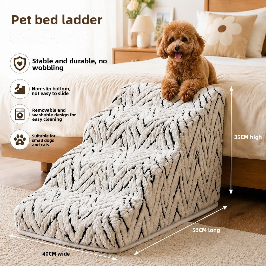 Non-slip foam pet stairs with washable cover, extra detail view