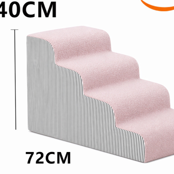 Pet ramp stairs with removable washable cover in Pink 4 Step Upgraded Plus
