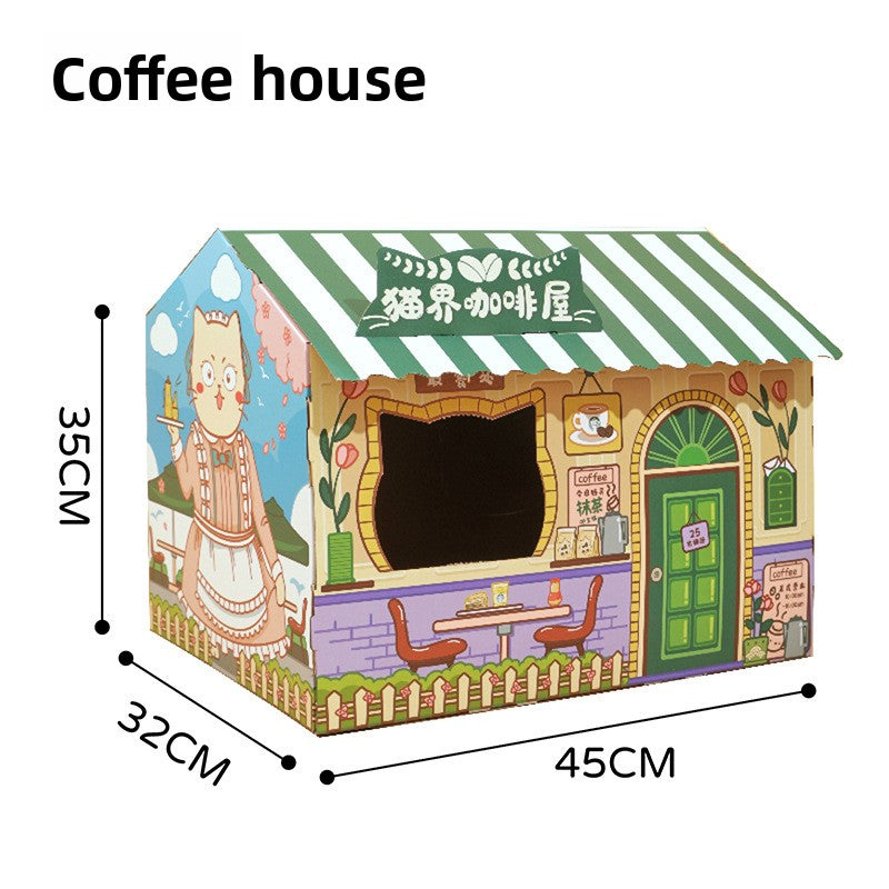 Themed corrugated cardboard cat scratch house and playhouse, view 8