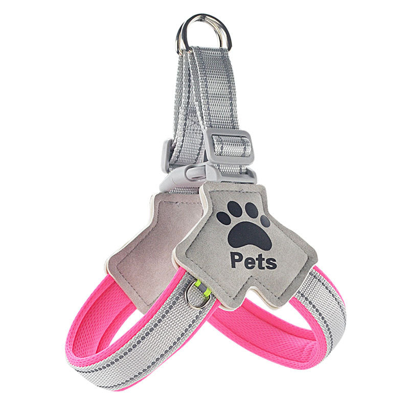Reflective Y shape dog harness in sapphire blue with 1.5m lead