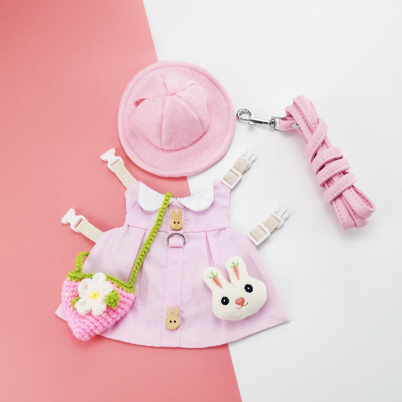 Pink princess costume set for rabbits and guinea pigs, available in 2 styles, image 1