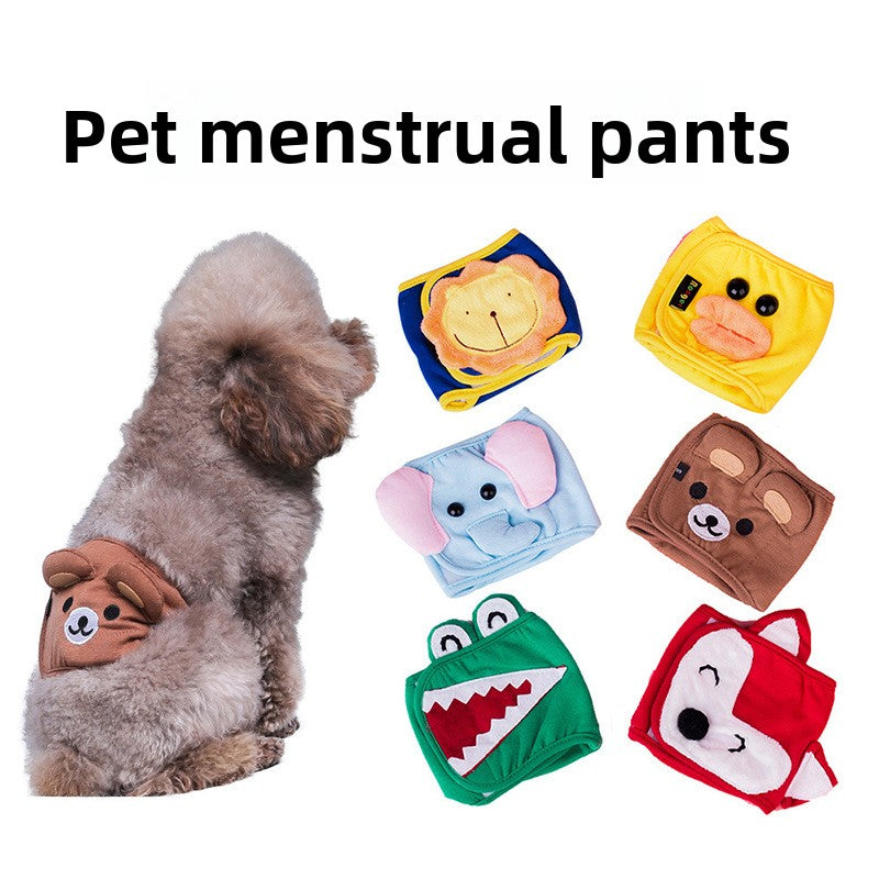 Washable cotton male dog belly band in Lion, close-up detail
