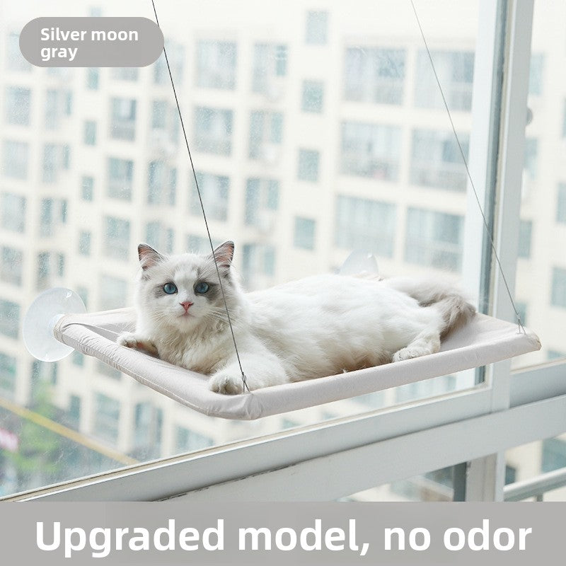 Foldable window cat hammock with suction cups in Grey