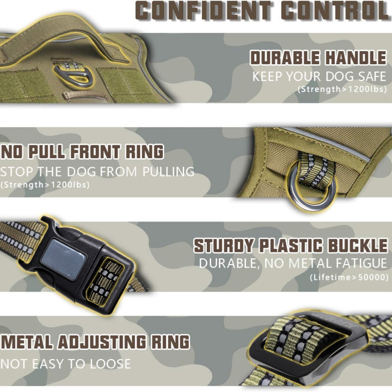 Tactical nylon dog harness with grab handle, available from Pet Royale UK