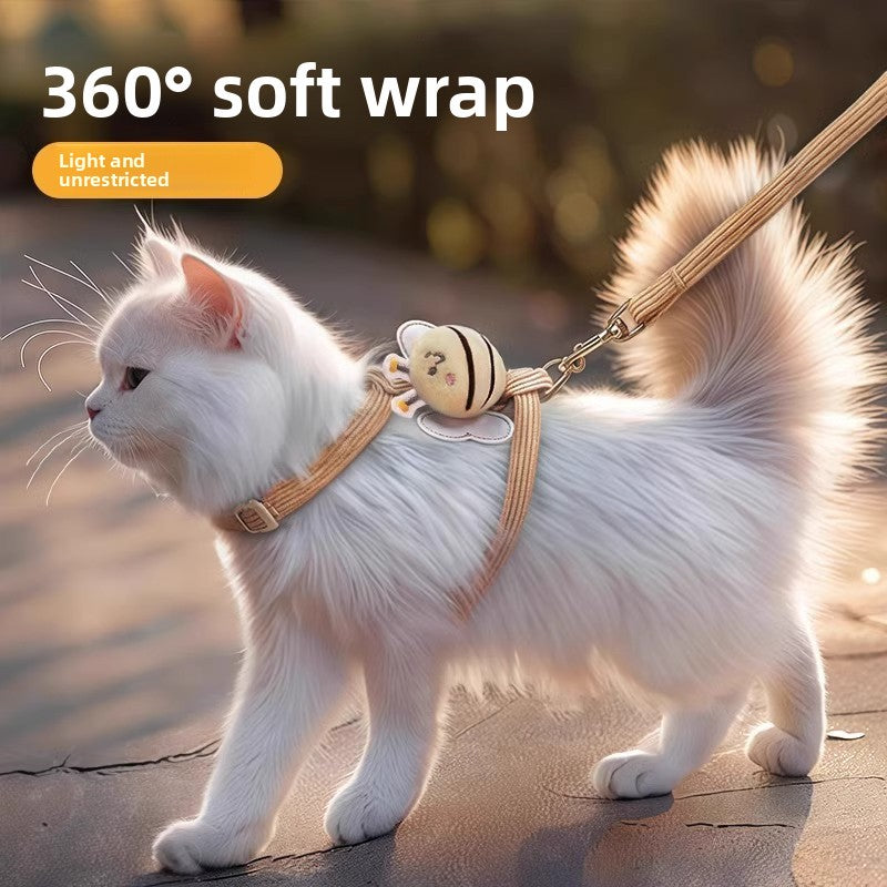 Bee pattern vest style cat harness with matching lead, product image 3