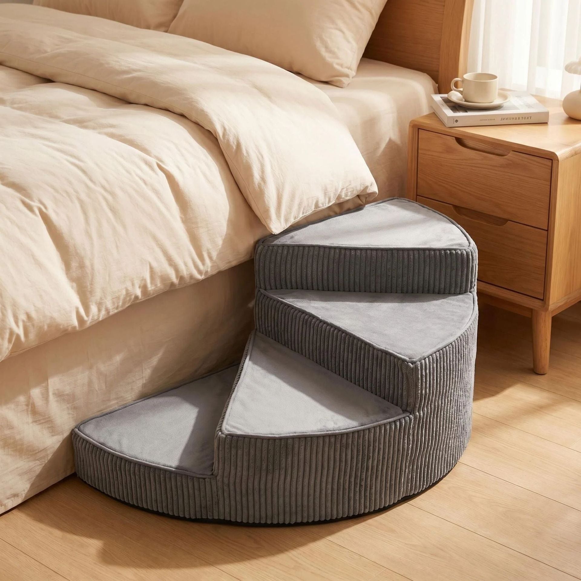 Curved sponge pet stairs with washable cover, detail photo 17