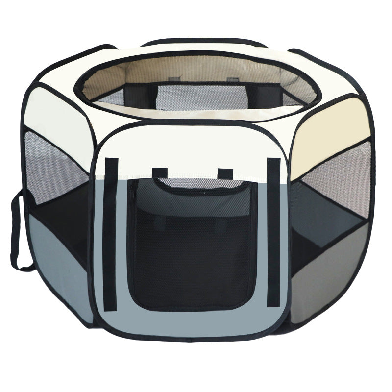 Light blue foldable octagonal pet playpen tent with carry bag, photo 6