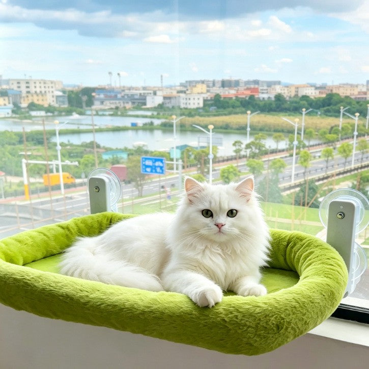Window suction cup cat hammock with soft faux fur bed, product image 4