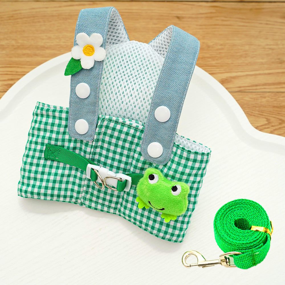 Cotton plaid harness and lead set with matching hat for cats, view 29